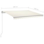 vidaXL Auvent manuel rétractable avec LED 300x250 cm Crème