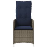vidaXL Lot de 2 chaises de jardin inclinables avec coussins en résine tressée grise