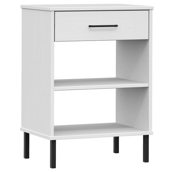 vidaXL Armoire console avec pieds en métal Blanc Bois pin massif OSLO