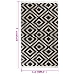 vidaXL Tapis à tissage plat d'extérieur 115x170 cm Noir et beige