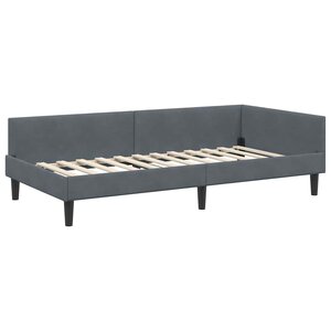 vidaXL Cadre de lit d'angle avec tête de lit Gris foncé 100 x 200 cm