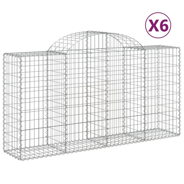 vidaXL Paniers à gabions arqués 6 Pièces 200x50x100/120 cm fer galvanisé