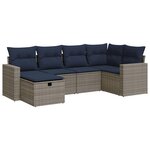 vidaXL Salon de jardin 6 Pièces avec coussins gris résine tressée