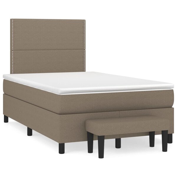 vidaXL Sommier à lattes de lit avec matelas Taupe 120x200 cm Tissu