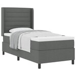 vidaXL Lit à ressorts avec matelas Gris foncé 200 x 90 cm tissu