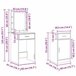 vidaXL Table de Toilette avec tiroir 3 Pièces Marron 50 x 41 x 135 cm