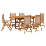 vidaXL Ensemble à manger de jardin 7 Pièces taupe tissu et bois massif