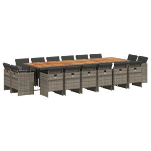 vidaXL Ensemble à manger de jardin 17 Pièces et coussins résine tressée