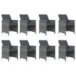 vidaXL Ensemble à manger de jardin coussins 9Pièces Résine tressée Gris