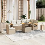 vidaXL Salon de jardin avec coussins 7 Pièces beige résine tressée