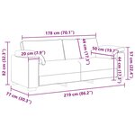 vidaXL Canapé à 3 places gris foncé 178 cm velours