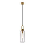 Lampe cylindrique en suspension en verre clair Ø13 cm et 150 cm de cordon en tissu