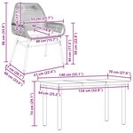 vidaXL Ensemble à manger de jardin et coussins 5 Pièces noir rotin verre