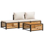 vidaXL Salon de jardin avec coussins 4 Pièces bois d'acacia massif
