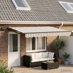 vidaXL Store rétractable manuel avec LEDs Gris clair et blanc