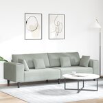 vidaXL Canapé en velours avec coussin avec oreiller Gris clair 208 cm Velours