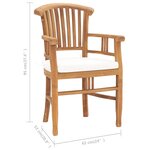 vidaXL Ensemble à manger de jardin 5Pièces avec coussins bois teck solide