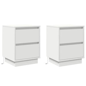 vidaXL Cabinet de chevet avec tiroir 2 Pièces Blanc 39 x 34.5 x 50 cm