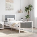 vidaXL Cadre de lit Blanc et gris clair 80 x 200 cm Bois massif en pin