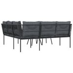 vidaXL Ensemble de canapés de jardin et coussins noir acier textilène