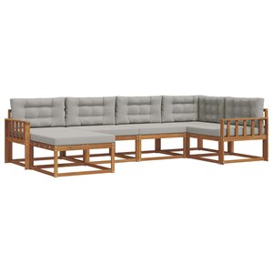 vidaXL Ensemble de canapés d'extérieur 6 Pièces Naturel et gris clair