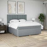 vidaXL Sommier à lattes de lit avec matelas Gris clair 180x200cm Tissu
