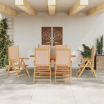 vidaXL Ensemble de salle à manger pour jardin Pliant 7 Pièces Beige