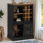 vidaXL Armoire à vin HALDEN casiers à vin porte coulissante noir pin