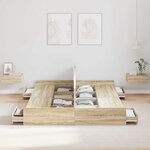 vidaXL Cadre de lit avec rangement Chêne sonoma 135 x 190 cm