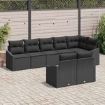 vidaXL Ensemble de canapé de jardin avec coussin 8 Pièces Noir polyrotin