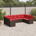 vidaXL Salon de jardin avec coussins 9 Pièces marron résine tressée