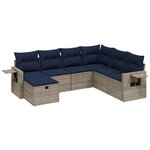 vidaXL Salon de jardin 7 Pièces avec coussins gris résine tressée