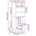 vidaXL Haut Armoire Bois ancien 69 5 x 34 x 180 cm Bois d'ingénierie