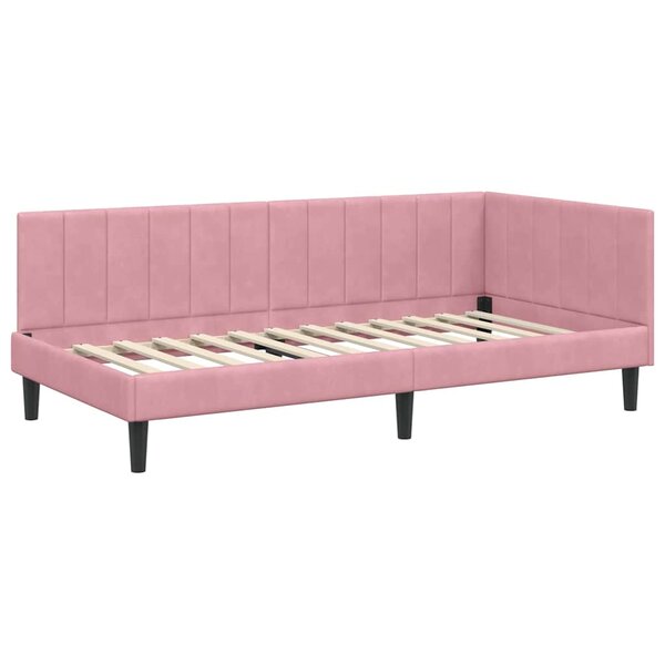 vidaXL Cadre de lit d'angle avec tête de lit Rose 100 x 200 cm Velours