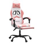 vidaXL Chaise de jeu avec repose-pied Blanc et rose Similicuir