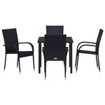 vidaXL Ensemble de salle à manger pour jardin 5 Pièces Noir Poly rotin