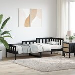 vidaXL Lit de jour sans matelas noir 90x190 cm bois de pin massif