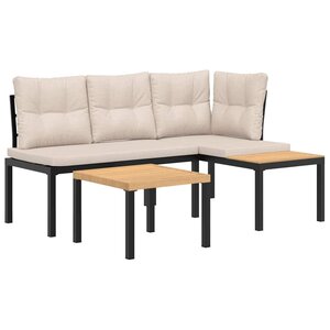 vidaXL Ensemble de banc de jardin avec coussins 3 Pièces noir
