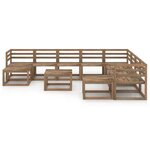 vidaXL Salon de jardin 11 Pièces Marron Bois de pin imprégné