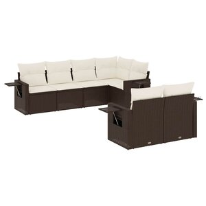 vidaXL Salon de jardin avec coussins 7 Pièces marron résine tressée