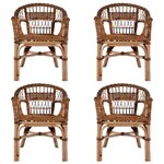 vidaXL Chaises d'extérieur lot de 4 Rotin naturel Marron