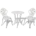 vidaXL Jeu de bistro 3 Pièces Aluminium coulé Blanc