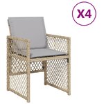 vidaXL Chaises de jardin avec coussins lot de 4 mélange beige