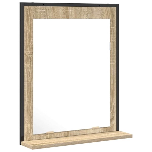 vidaXL Miroir de salle de bain avec étagère Noir 50 x 12 x 60 cm