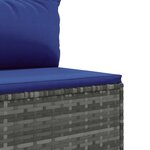 vidaXL Salon de jardin 8 Pièces avec coussins Gris Résine tressée