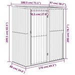 vidaXL Abri de jardin Gris 180 5x97x209 5 cm Acier galvanisé
