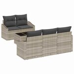 vidaXL Ensemble de canapés de jardin 6 pièces avec coussins gris clair en poly rattan