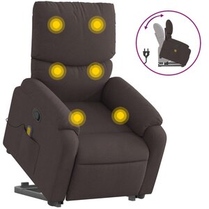 vidaXL Fauteuil inclinable de massage Marron foncé Tissu