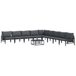 vidaXL Ensemble de canapé de jardin 10 pc Noir Acier