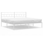 vidaXL Cadre de lit métal avec tête de lit blanc 183x213 cm
